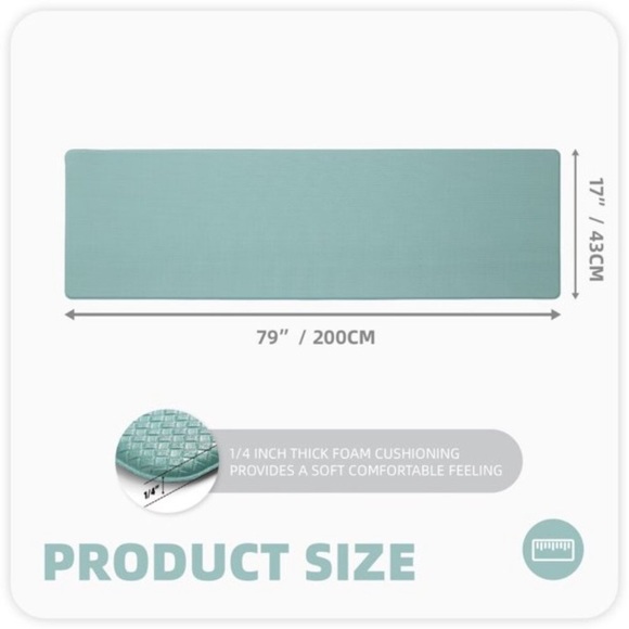 Kitchen Mat Floor Runner Rug 17"x79", Teal - Picture 3 of 9